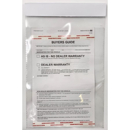 Car Dealer Depot Clip-On Window Form Holder (50 Per Pack) Pk 261